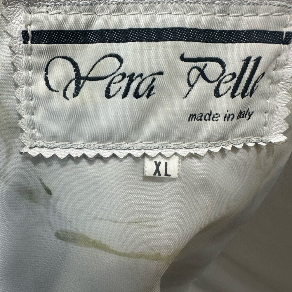 Vera Pelle Vintage White Leather Jacket with Black Design Size XL - Picture 10 of 10